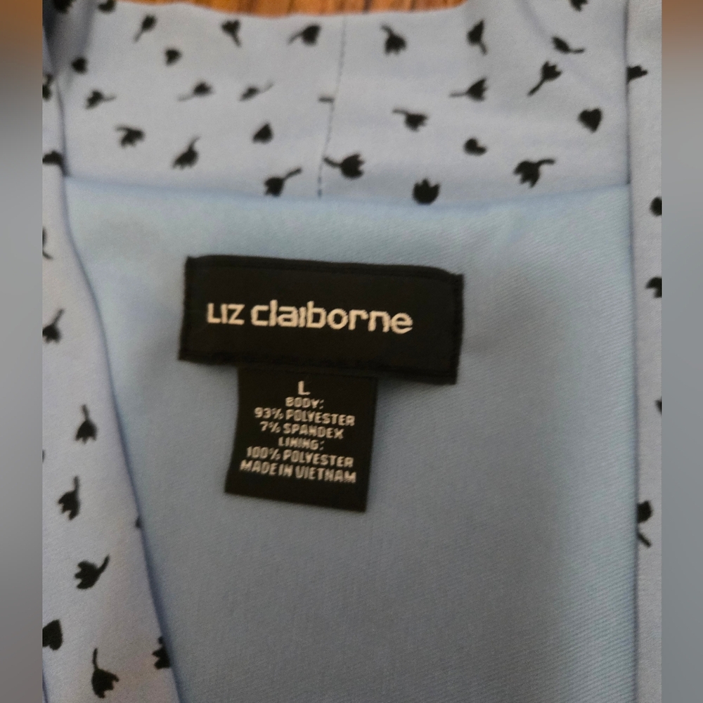 Liz Claiborne Blue Floral Faux Wrap Dress Size Large NWT - Picture 3 of 14